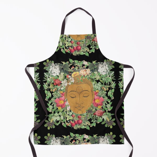 Item preview, Golden Buddha Head Eyes Closed Surrounded By Beautiful Flowers designed and sold by TrulyEpoque.