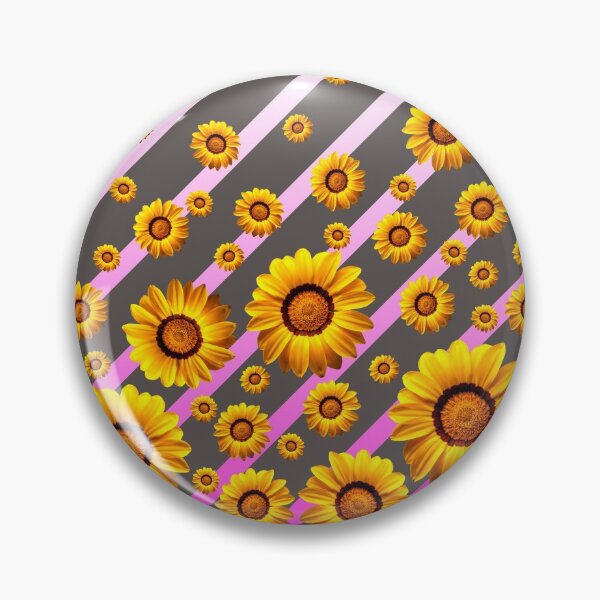 Item preview, Hermosas flores amarillas sobre fondo gris con rayas rosas designed and sold by homemadecreate.