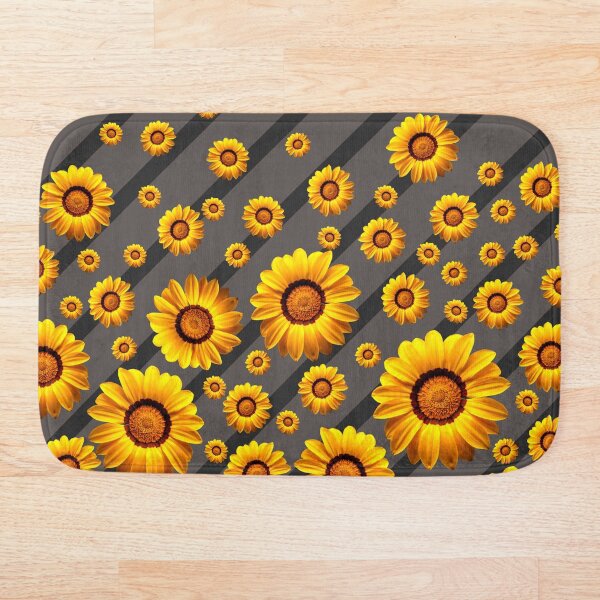 Item preview, Hermosas flores amarillas sobre fondo gris con rayas negras designed and sold by homemadecreate.