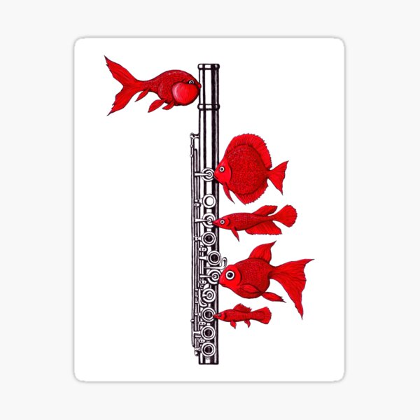 Fish and Flute Sticker