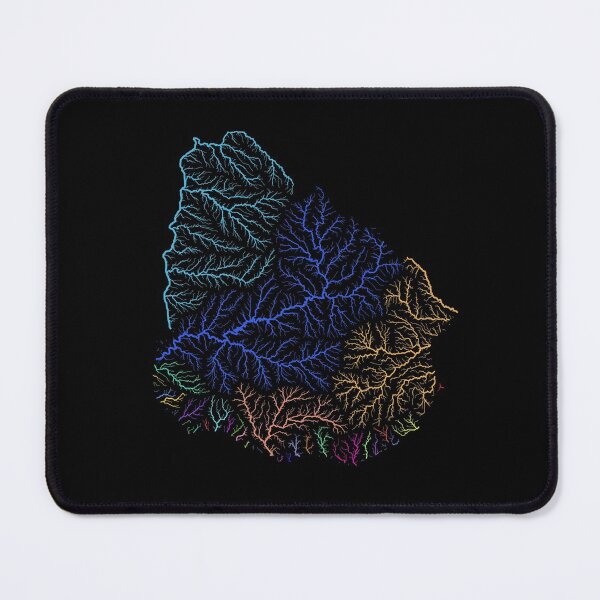 Item preview, Uruguay River Basin Map in Rainbow Colours with Black Background designed and sold by GrasshopperGeo.