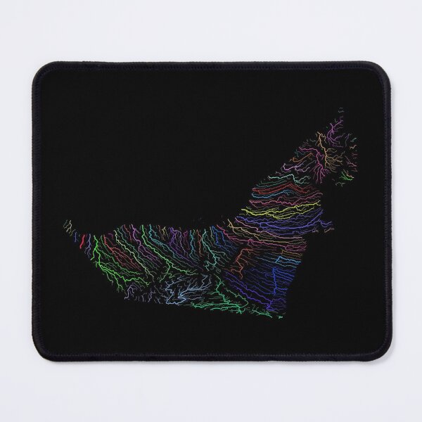 Item preview, United Arab Emirates River Basin Map in Rainbow Colours with Black Background designed and sold by GrasshopperGeo.