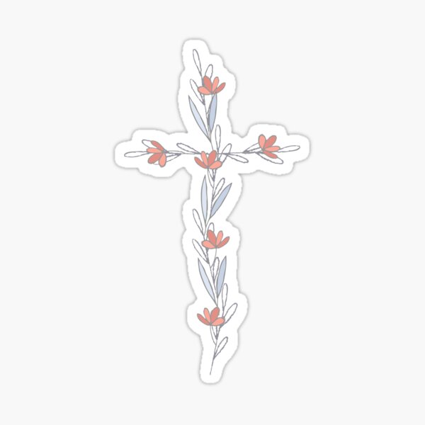 Floral cross stickers - hand drawn style