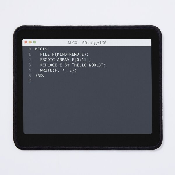 Item preview, . ALGOL 60 language Hello World program sample in editor window designed and sold by IuriiVlasenko.