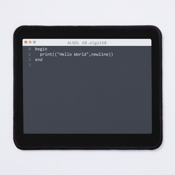 Item preview, . ALGOL 68 language Hello World program sample in editor window designed and sold by IuriiVlasenko.