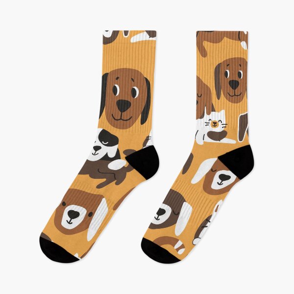 Item preview, Childish seamless pattern of cute cats and dogs designed and sold by essskina.