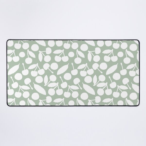 Item preview, Green summer seamless pattern. Vector cute cartoon isolated hand drawn white silhouette cherry designed and sold by essskina.