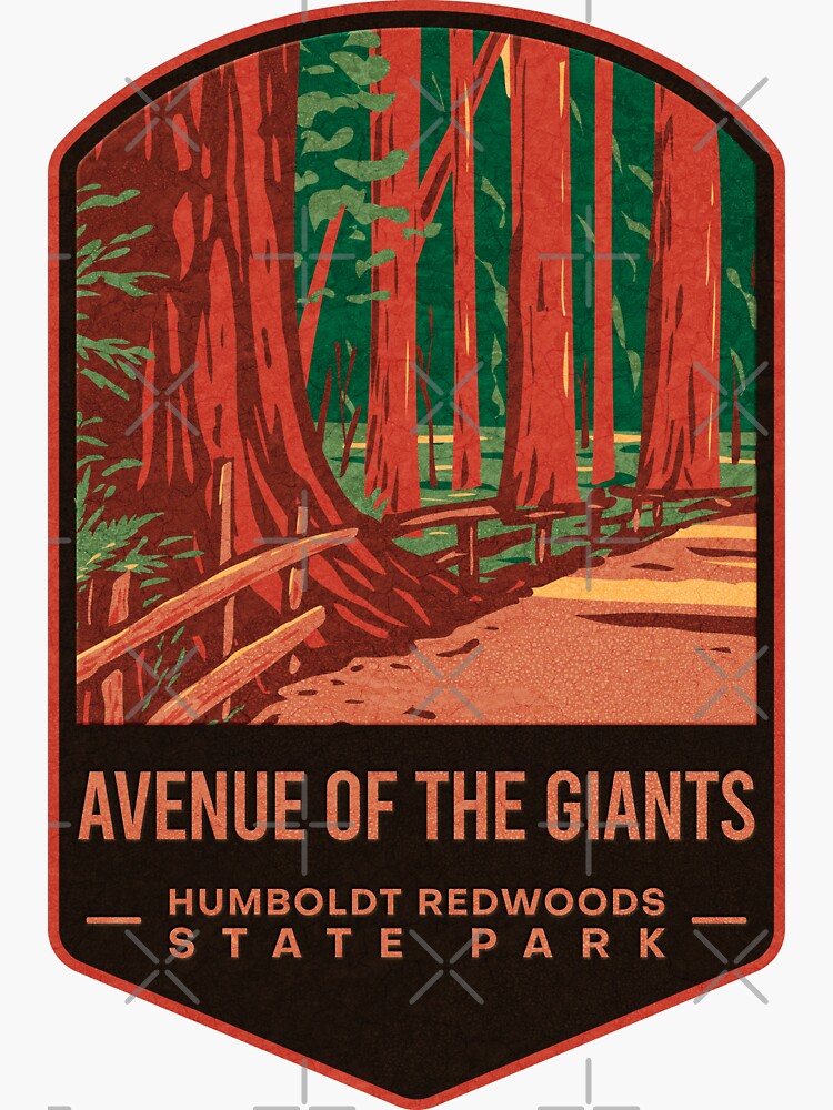 Thumbnail 3 of 3, Sticker, Avenue of the Giants Redwoods State Park designed and sold by JordanHolmes.