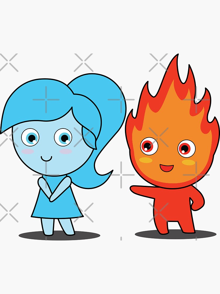 Cute Fire boy and Water girl Sticker for Sale by Chamika69