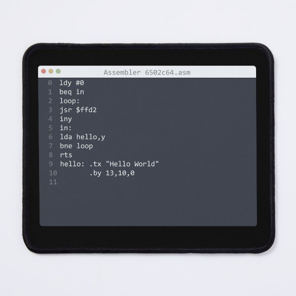 Item preview, . Assembler 6502c64 language Hello World program sample in editor window designed and sold by IuriiVlasenko.