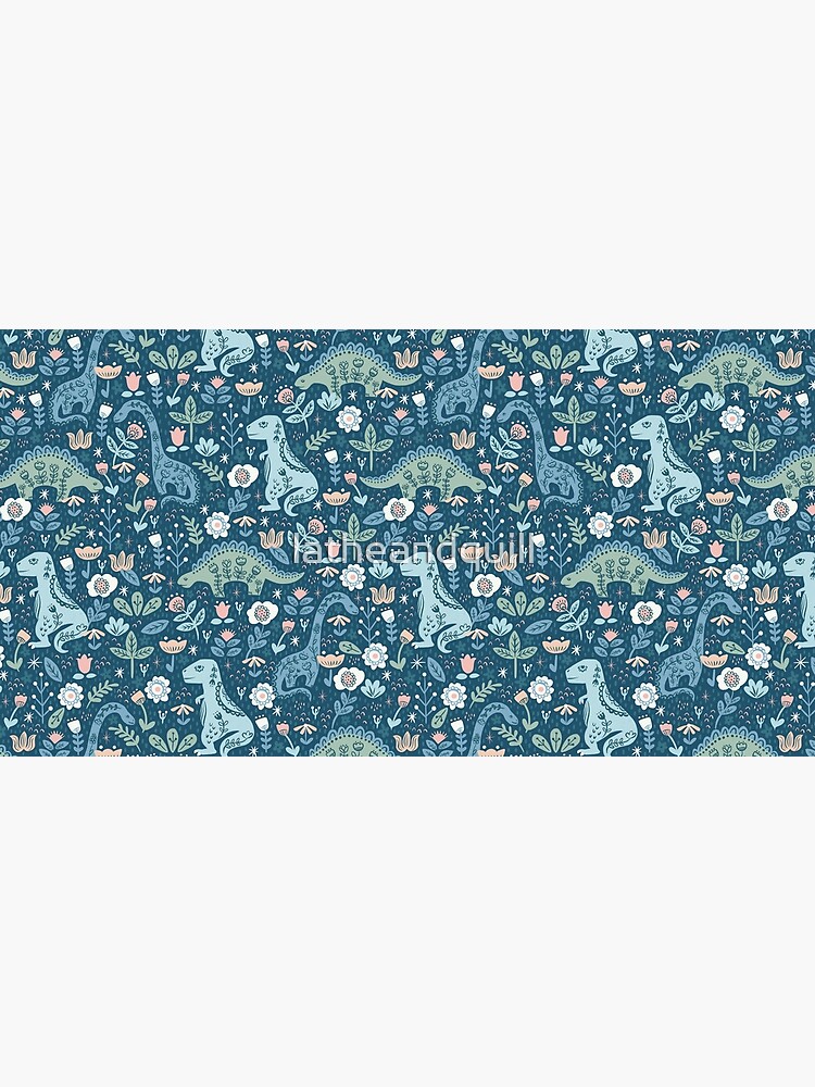 Aperçu 5 sur 5. Tapis de souris avec l'œuvre Dinosaures populaires en bleu créée et vendue par latheandquill.
