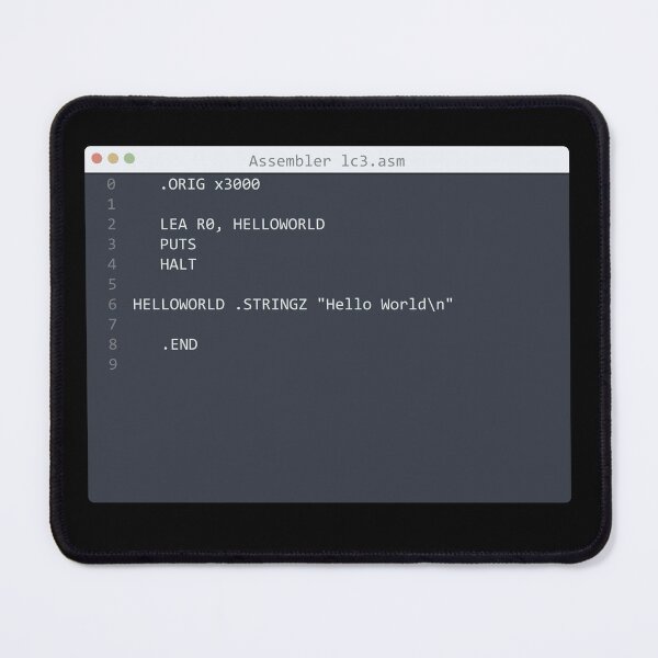 Item preview, . Assembler lc3 language Hello World program sample in editor window designed and sold by IuriiVlasenko.
