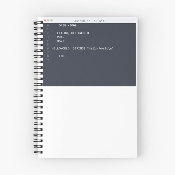 Artikelvorschau, . Assembler lc3 language Hello World program sample in editor window entworfen und verkauft von IuriiVlasenko.