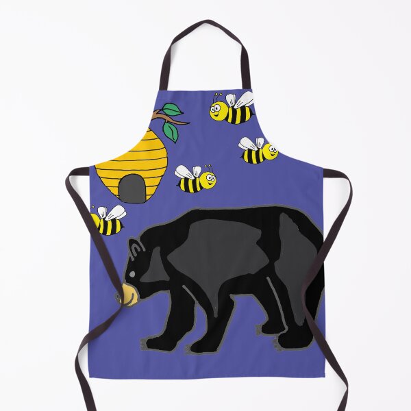 Item preview, Funny Black Bear and Honey Bee Hive Cartoon designed and sold by Nature's Fancy.