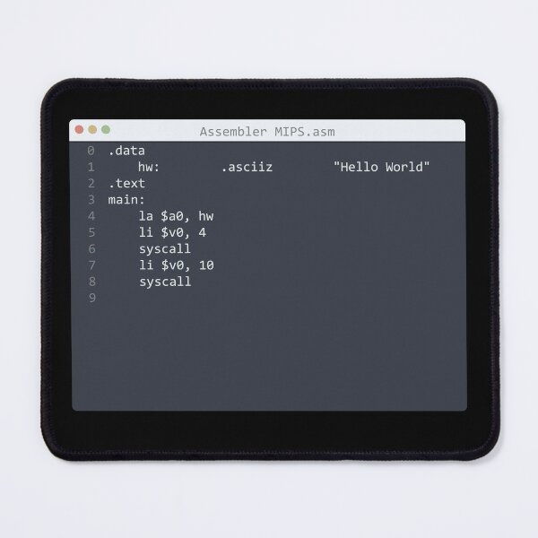 Item preview, . Assembler MIPS language Hello World program sample in editor window designed and sold by IuriiVlasenko.