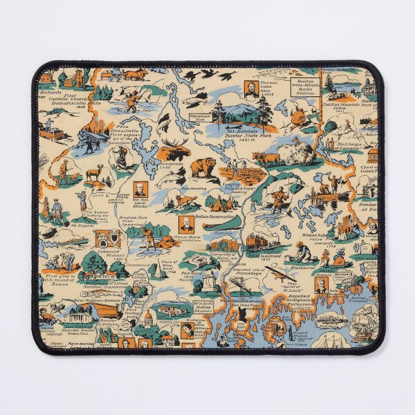 Item preview, 1936 Vintage Map of the State of Maine designed and sold by Gin Neko.