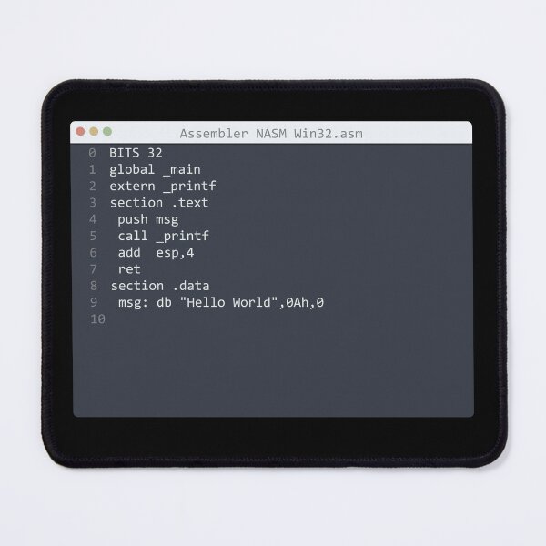Item preview, . Assembler NASM Win32 language Hello World program sample in editor window designed and sold by IuriiVlasenko.