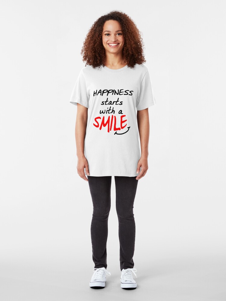 Alternate view of Happiness starts with a smile Slim Fit T-Shirt