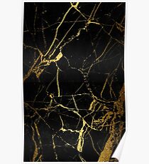 Black - Gold Marble texture Poster