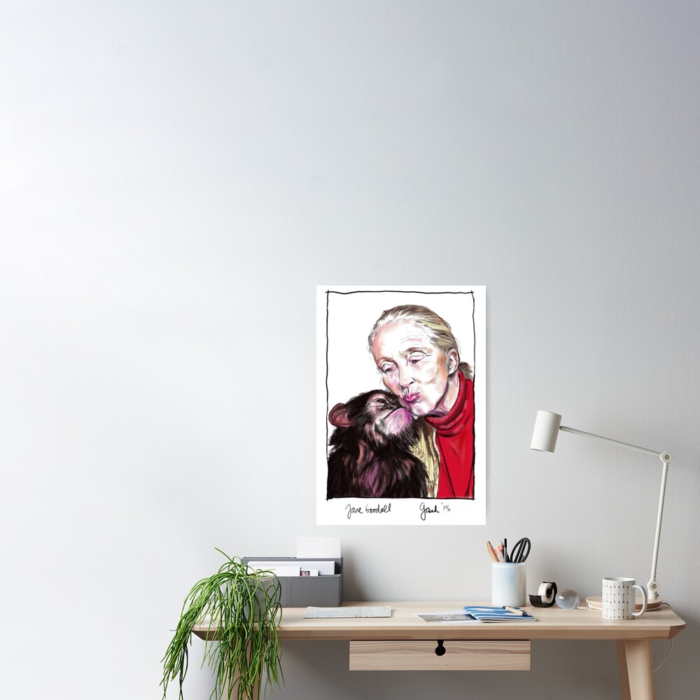 Jane Goodall - Chimp Kissies Poster for Sale by Genevieve Cseh