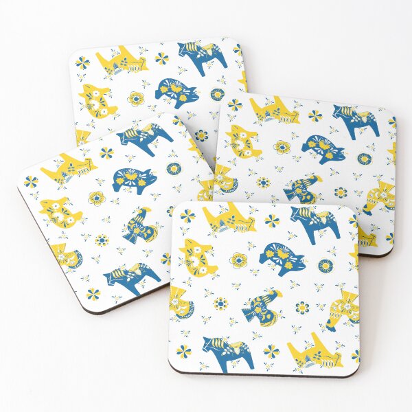 Item preview, White Blue Yellow - Folk Art - Swedish Dala  designed and sold by WickedRefined - Nicole Demereckis.