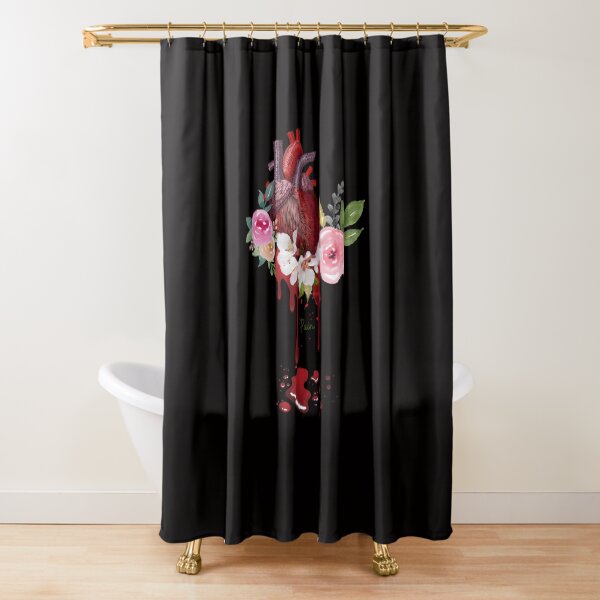 Unhappy heart black design, gifts against lovesickness, flowery heart Shower Curtain