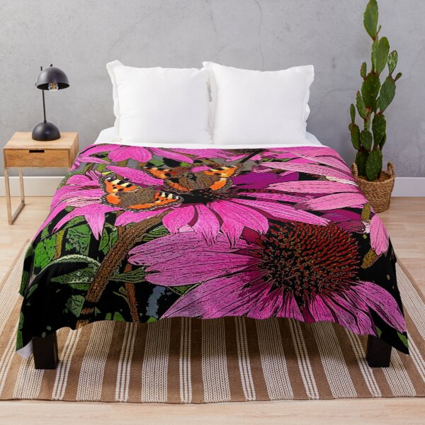 Item preview, small tortoiseshell butterflies on pink echinacea flowers designed and sold by Greengardens36.