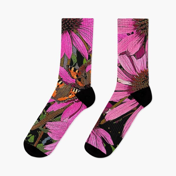 Item preview, small tortoiseshell butterflies on pink echinacea flowers designed and sold by Greengardens36.
