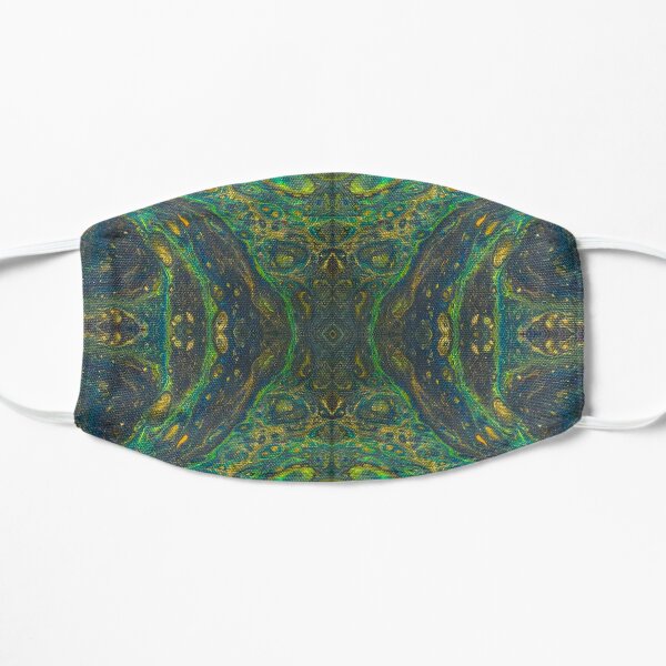 Shimmering Peacock Acrylic Pour Flat Mask