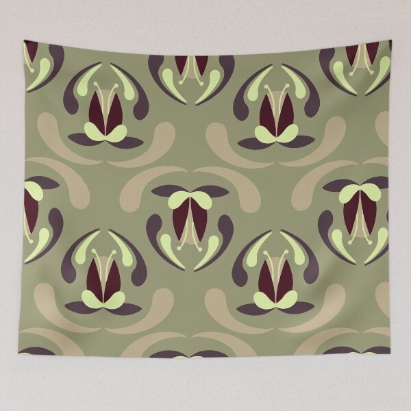 Item preview, Tulips and leaves - moss green  designed and sold by Nadia Arsky.