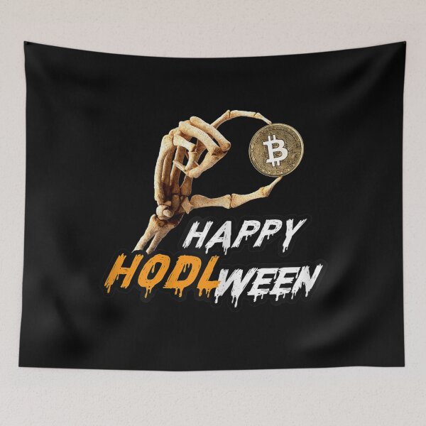 Item preview, Funny Crypto Halloween Bitcoin HODL ween Skeleton Hand BTC  designed and sold by EuphemiaShop.