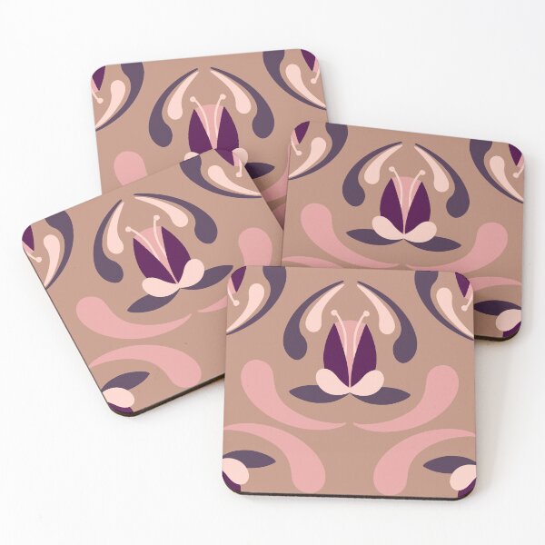 Item preview, Tulips and leaves - rustic pink mustard  designed and sold by Nadia Arsky.