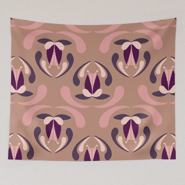 Item preview, Tulips and leaves - rustic pink mustard  designed and sold by Nadia Arsky.