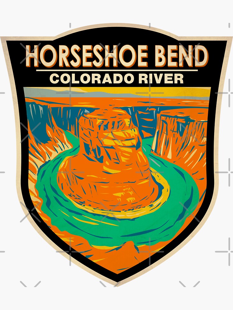 Thumbnail 3 of 3, Sticker, Horseshoe Bend Colorado River Badge designed and sold by KrisSidDesigns.
