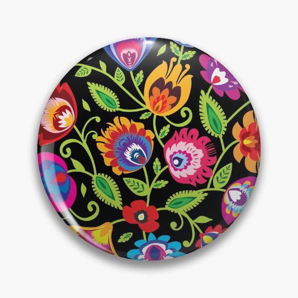 Item preview, Vibrant Folklore flowers on black designed and sold by FK-UK.