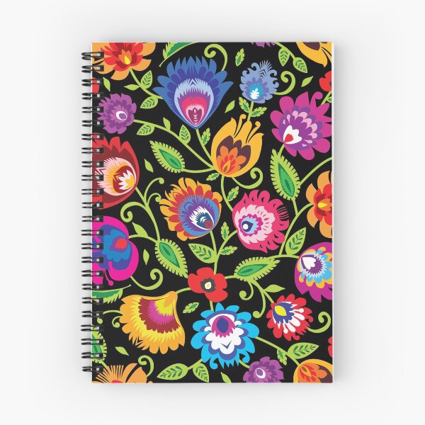 Item preview, Vibrant Folklore flowers on black designed and sold by FK-UK.