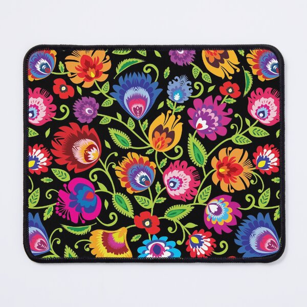 Item preview, Vibrant Folklore flowers on black designed and sold by FK-UK.