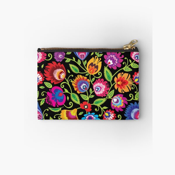 Item preview, Vibrant Folklore flowers on black designed and sold by FK-UK.