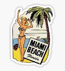 Miami Beach Florida Vintage Bikini Travel Decal Sticker