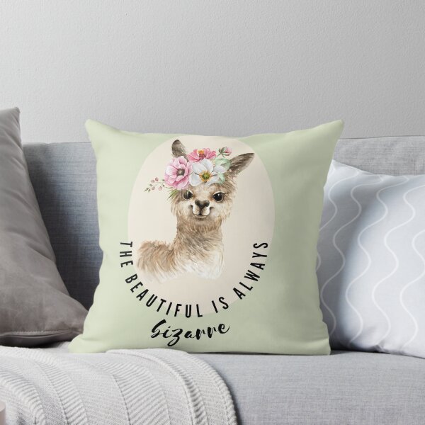 Item preview, The beautiful is always bizarre -Colorful Cute Kawaii Alpaca with Pink Flowers on Her Head Watercolor designed and sold by Red-ElYoubi.