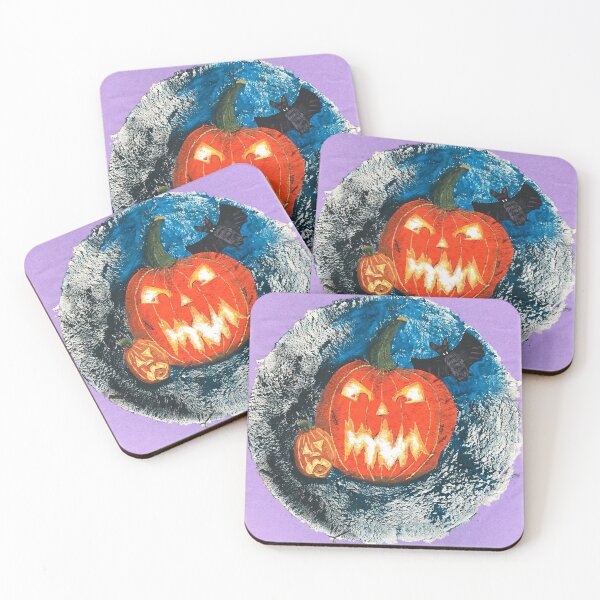 Item preview, Pumpkins and Bat - Halloween - painting by CJ's Crafts designed and sold by CJSCRAFTS.