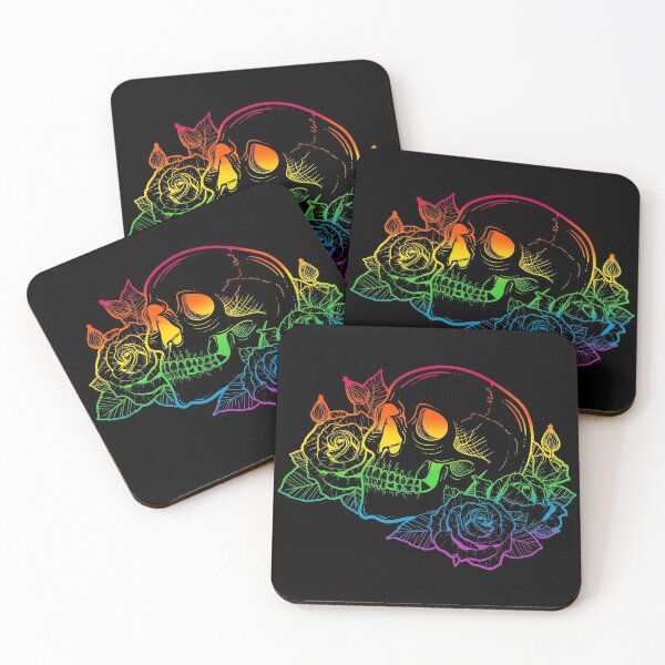 Item preview, Rainbow Skull and Roses designed and sold by Grimble Scribbs.