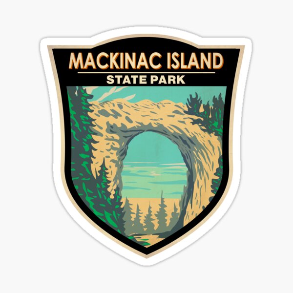 Item preview, Mackinac Island State Park Michigan Arch Rock Badge designed and sold by KrisSidDesigns.