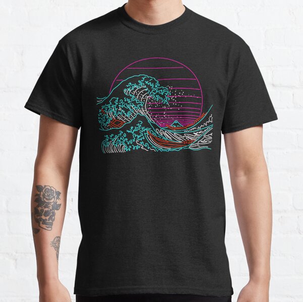 Item preview, Great Neon Wave - Great Wave Off Kanagawa - Vintage - Retrowave - 80s designed and sold by therocketman.