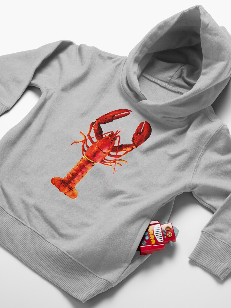 Alternate view of Red Lobster - Full Body Seafood Art Toddler Pullover Hoodie