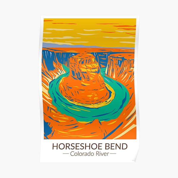 Horseshoe Bend Colorado River Vintage Poster