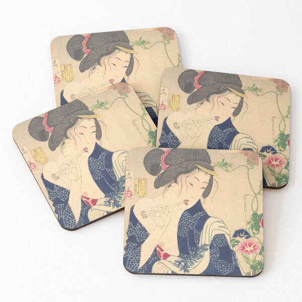 Item preview, Waking Up: A Girl of the Kōka Era Meiji period japanese art woodblock stamp print vintage antique art oriental decoration designed and sold by Novel-ty.