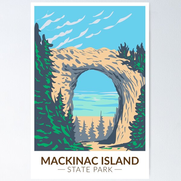 Item preview, Mackinac Island State Park Michigan Arch Rock Vintage designed and sold by KrisSidDesigns.