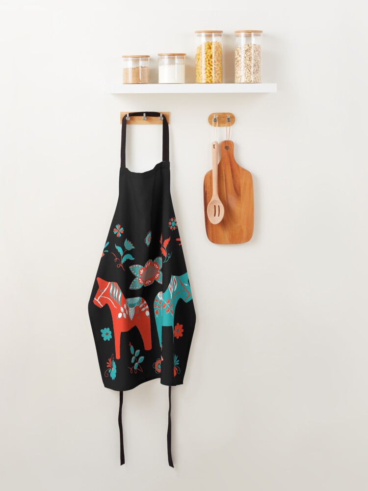 Alternate view of Folk Art - Swedish Dala Horses - Red Turquiose Apron