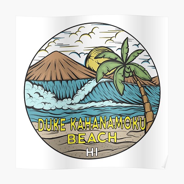 Duke Kahanamoku Surfing Hawaii Aloha Vintage Art Poster Print Giclée 